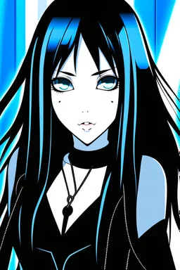 A brunette goth girl, in the style of Tite Kubo's Bleach