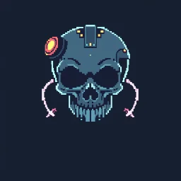 8 bit pixelart cyberpunk skull,servitor, Comic style