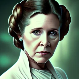 [[extrem stunning photorealistic carrie fisher as princess leia]] :: [[photorealistic brown eyes, symmetrical short hair, head and shoulders portrait, 8k resolution photorealistic portrait by Greg Rutkowski, WLOP, hyperdetailed, intricately detailed, triadic colors]]