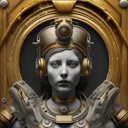 a greek marmor statue of athena, steam punk, scary, horror, realistic, made in octane, cinematic, movie, CGI, ultra-realistic, extremely detailed octane rendering, 8K, VRAY Super Real ar 2:3, dof photorealistic futuristic 50mm lens hard lighting dark gray tintype photograph, realistic lighting, sephia colors