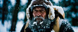 close up documentary photography, Yeti, Bigfoot, Yeti Scientist, Dystopian, Japanese, Extreme depth of field, bokeh blur, winter, blizzard, Alberta, all-natural, in the style of candid, imperfection, natural lighting, Professional shot, shot on Agfa, Fuji Film, Anamorphic lens, 1980s, --ar 4:5 --w 150 --style raw