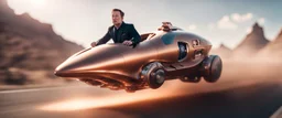 elon musk riding an awesome spaceship in copper, fast one in the shape of a horsepig is half horse half pig, now its gonna do an awesome gig , bokeh like f/0.8, tilt-shift lens 8k, high detail, smooth render, down-light, unreal engine, prize winning