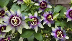 garden full of passiflora flowers