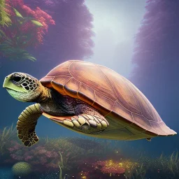 Turtle deep water loghts night, unreal 5, octane render, cinema4d, redshift render, hyper realistic, cenematic, vibrancy, synthwave, retouch, centered, dynamic lighting, dramatic lighting, 4k, highly detailed, attractive beautiful, realistic, virtual reality, epic composition, holographic,