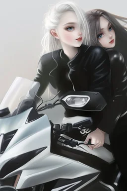 2 girl with motorcycle