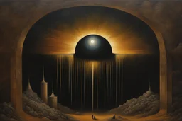 Uncovering things that were sacred, conceived in the eye of a secret scattered in the afterbirth, Mr. Alarming in nocturnal rapport!, horror surrealism, expansive, moody dark smooth matte oil painting, by dave McKean, by Andy Kehoe, by John Stephens, de stijl, reflective