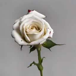 A white rose bleeding from its stem