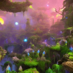  scifi landscape, bioluminsescent plants, 8k resolution, dynamic lighting, ultra hyperdetailed, waterfalls, ultra colourful flovers,, very small details, realistic.