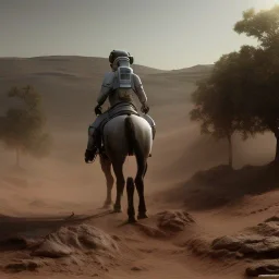 Eart background Riding horse astronaut mars unreal engine 5, octan render