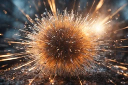 Atomic explosion, made of crystals, ULTRA REALISTIC, details, intricate detail, professional lighting, film lighting, 35mm, anamorphic, lightroom, cinematography, bokeh, lens flare, film grain, hdr10, 8k, Roger Deakins, incredibly detailed, reflect, sharpen