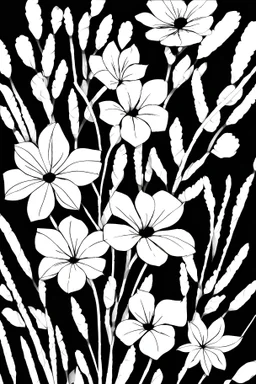 black and white line art of a cute flowers