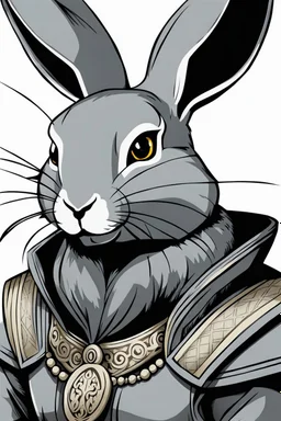 Gray female flemish giant rabbit drawn in the style of Jojo's Bizarre Adventure