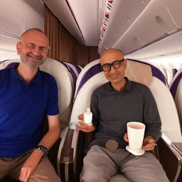 Me having coffee with Satya Nadella on an airplane