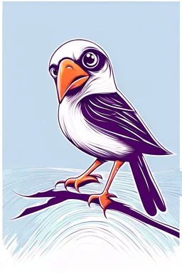 Tiny bird with a huge beak, classic cartoon style