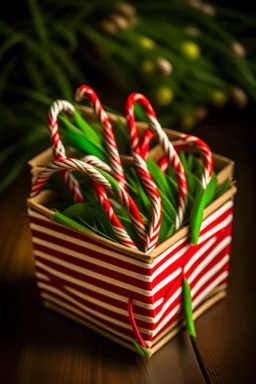 christmas candy canes in a seald box