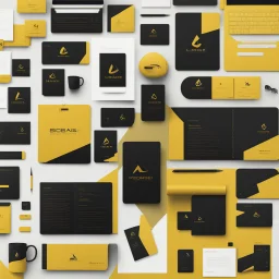 minimalist logo. tech company. write name: black gold. colors: black and yellow