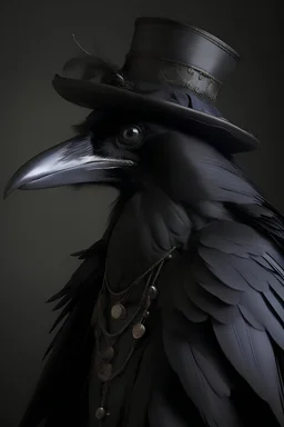 black raven portrait wearing victorian clothes