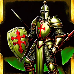 90's TCG art retro fantasy art of knight crusader