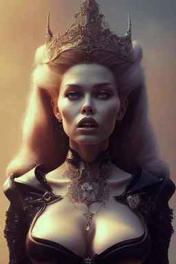 Brigitte Bardot as evil queen in black leather, leather, busty, cleavage, angry, stern look. character design by cory loftis, fenghua zhong, ryohei hase, ismail inceoglu and ruan jia. unreal engine 5, artistic lighting, highly detailed, photorealistic, fantasy.