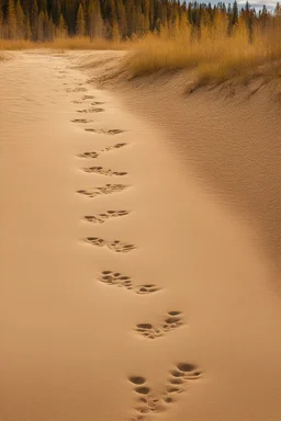 Sand Near THE WATER OF LAKE Gennisaretsky, bare footprints lead to the water. The image is in high quality in 8K.