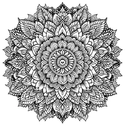 create a flower mandala art with white background black outlined for coloring pages