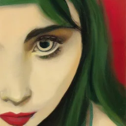 Green eyes woman portrait.