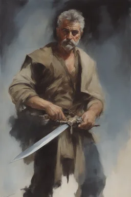 a full color facial self portrait of Frank Frazetta by Frank Frazetta