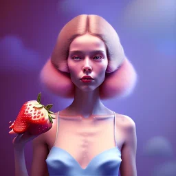 pixar style, realistic painting of a pretty women and a jar jam marmelade, in kitchen,volumetric blue clouds,pink sky environment and flying strawberries in the background, volumetric lighting,dramatic lighting, detailed digital painting, extreme dense and fine fur, anime, ornate, colour-washed colors, elegant, small minutiae, tiny features, particulars, centered, smooth, sharp focus, renderman gofur render, 8k, uhd, detailed eyes, realistic shaded volumetric lighting,caustics,backlight