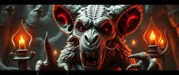 hyena gnome kobold realistic and creepy, straight from the lich lab, in the style of Escher and Titian