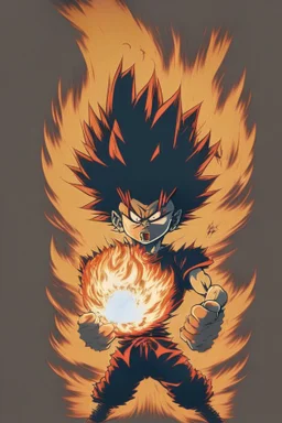 Angry anime design holding a fireball