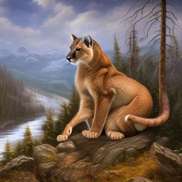 wild mountain lion on the mountain side