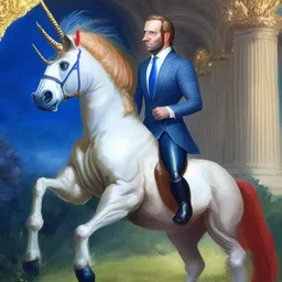 Pintura de un centauro, es el presidente Macron de Francia.