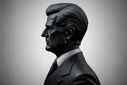 Nikola Tesla lifelike in the style of 3-d side view perpective