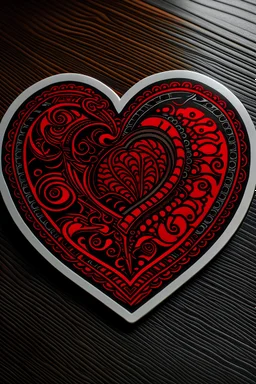 A detailed description of the sticker design. The red half-heart sticker is intricately designed with a glossy finish, giving it a polished and eye-catching look. The lock is intricately crafted with ornate details, showcasing the symbol of commitment and devotion. The edges of the sticker are clean and smooth, ensuring a high-quality print on the t-shirt.