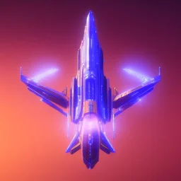 a crystalised blue pink spaceship, gold, diamonds, lightbeams, cosmic background, atmospheric, realistic, unreal engine, 8k. Cinematic lighting, octane render.