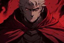 create banner with a berserk style anime character with the name rugal