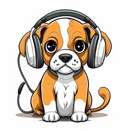 DJ Dog Wearing Headphones | Puppy Wearing Headphones ,illustration,svg,white background