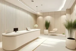 interior of a clinic of wellness/health/aesthetic more modern in beige tone the reception
