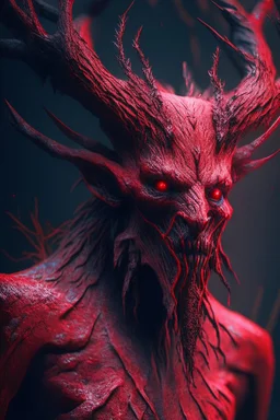 Red wendigo ,strong texture, extreme detail, octane render