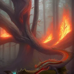 fierce dragon blazing forest fire by paul bonner