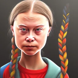 portrait of Greta Thunberg frightened