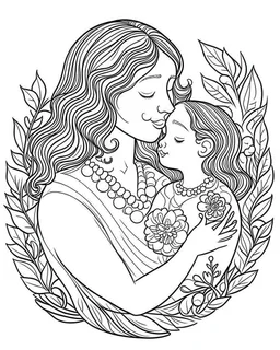 mother with his doughter loving mothers day coloring page