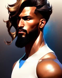 Male, full-scale head and shoulders portrait, 8k resolution concept art portrait by Greg Rutkowski, Artgerm, WLOP, Alphonse Mucha dynamic lighting hyperdetailed intricately detailed Splash art trending on Artstation triadic colors Unreal Engine 5 volumetric lighting Splash art fantasy