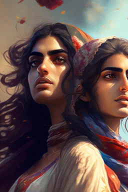 life, freedom, Persian girls, digital art, 4k, full detail, high resolution