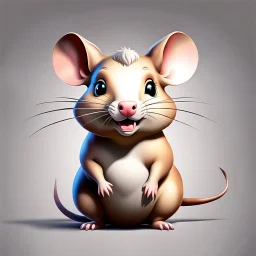 (Rat cow:1.5), with rat ears and tail, chubs, lineal caricature art full body