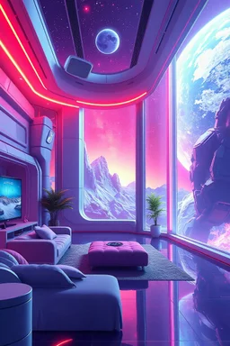 anime hyper real future space living