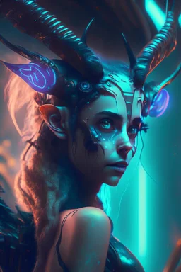 Faun fairy ,futuristic, cinematic, cyberpunk, 8k quality