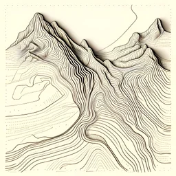 Topographic map,illustration, handdrawn, sketch