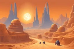 A [complicated sci-fi] alley of sphinxes, Imagination Unveiled, on the desert planet Gliese, Captivating