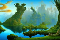 roger dean landscape lake dragon